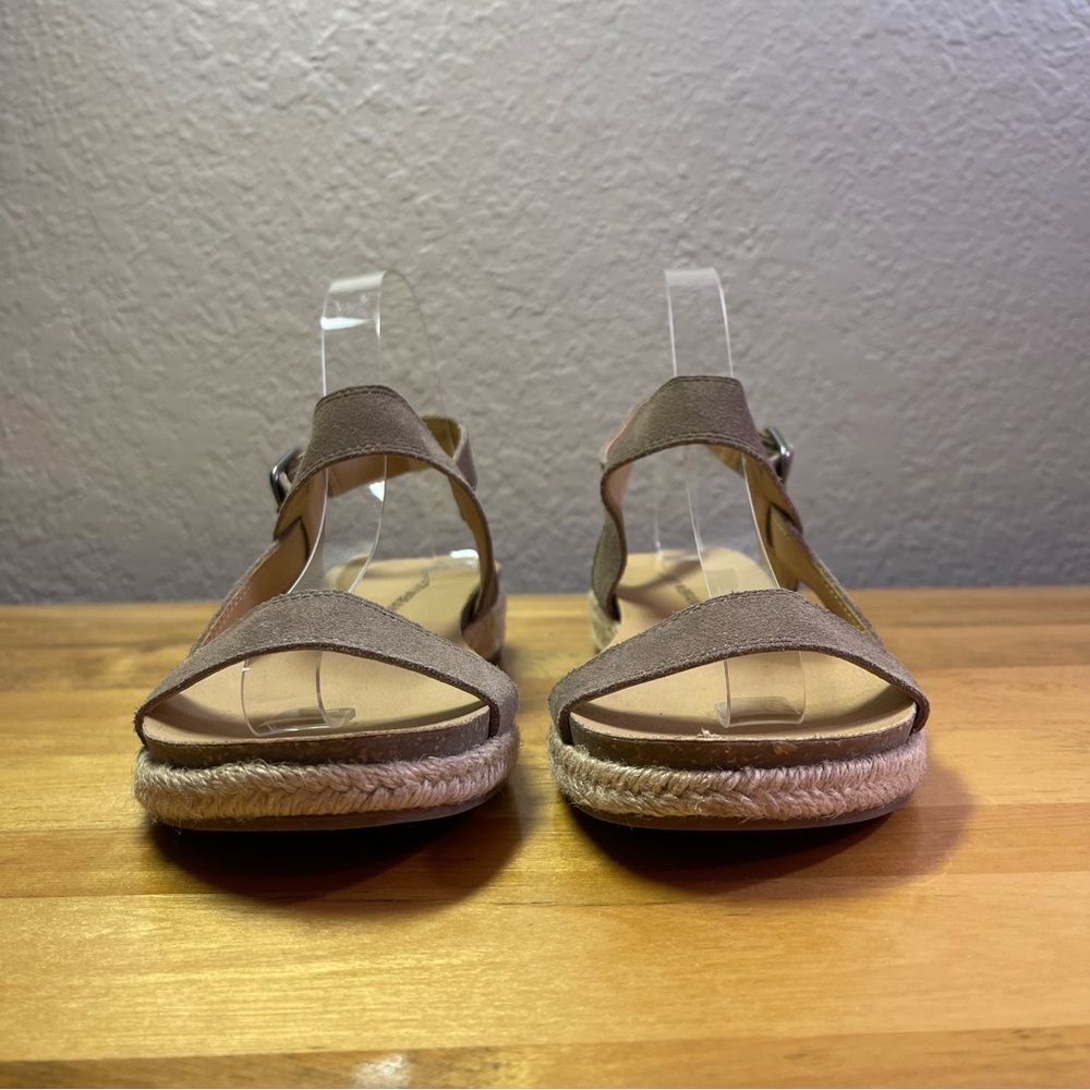 Women’s Taupe Cross-Strap Sandals with Espadrille Sole - Picture 4 of 12